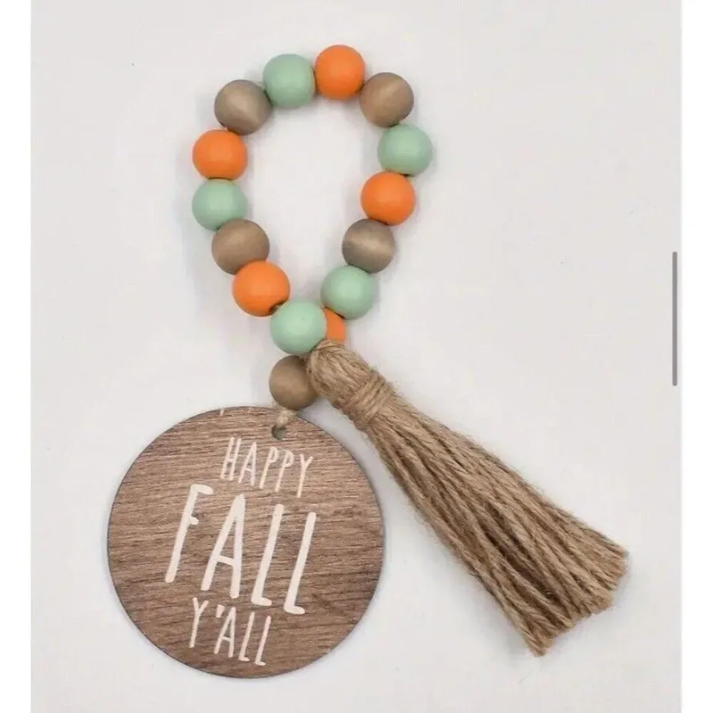 Fall/Autumn Bead Garland ~ Happy Fall Y’all ~ Tier Tray Decor ~ Shelf Sitter